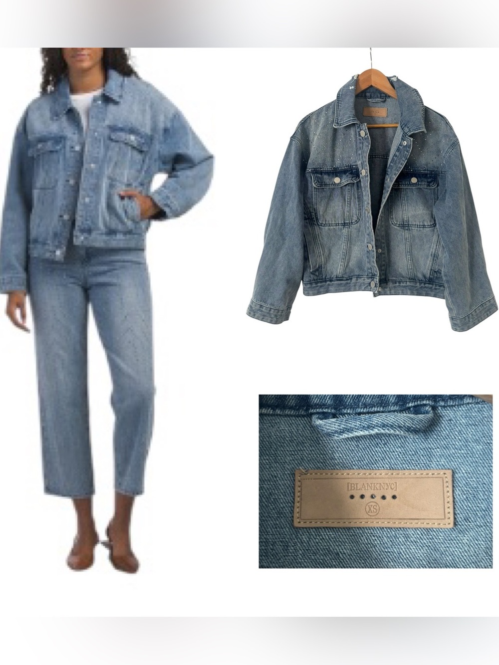 Blank NYC Rhinestone Embellished Denim Jacket